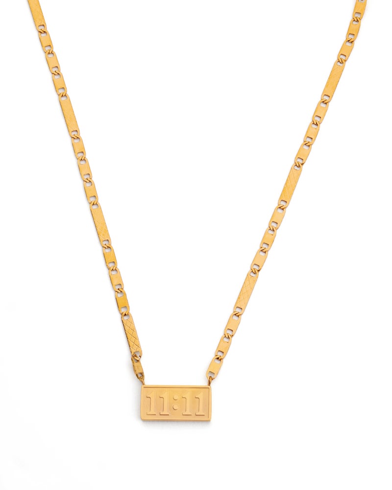 TAAHIRA Rectangle Pendant Gold Plated Necklace - Image 1